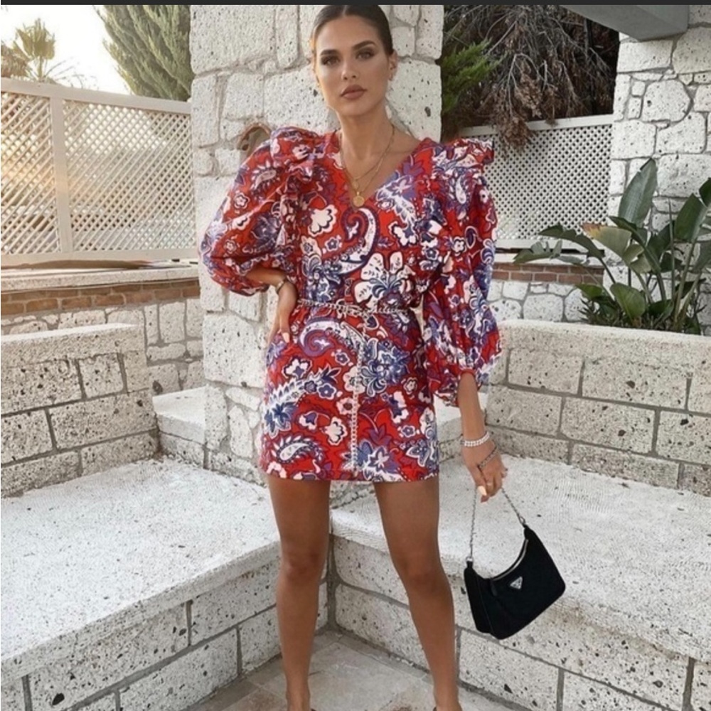 Zara ruffled print dress